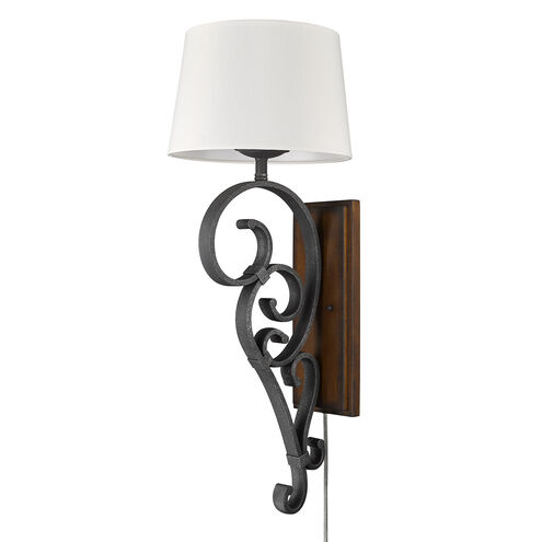 Madera 1 Light 12 inch Black Iron Wall Sconce Wall Light, Plug-in or Hardwire